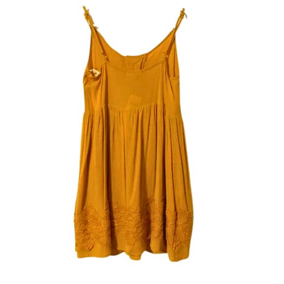 Taylor & Sage Sun Dress XS Extra Spaghetti Straps Mustard Yellow Crinkle Fabric - Picture 2 of 7
